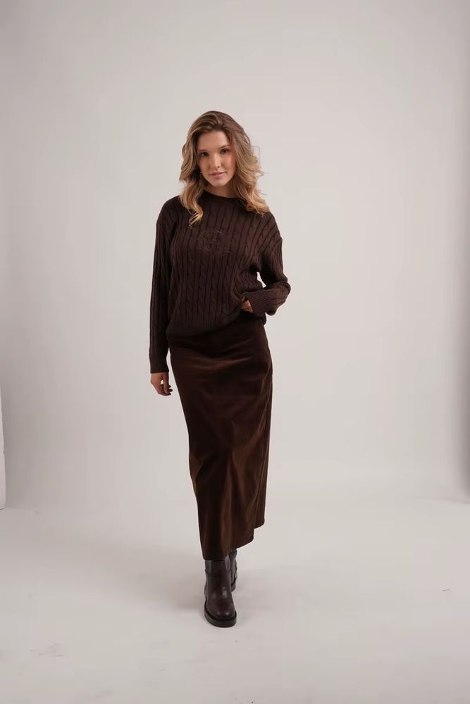 Retro Corduroy Collection – Brown Print Mockneck