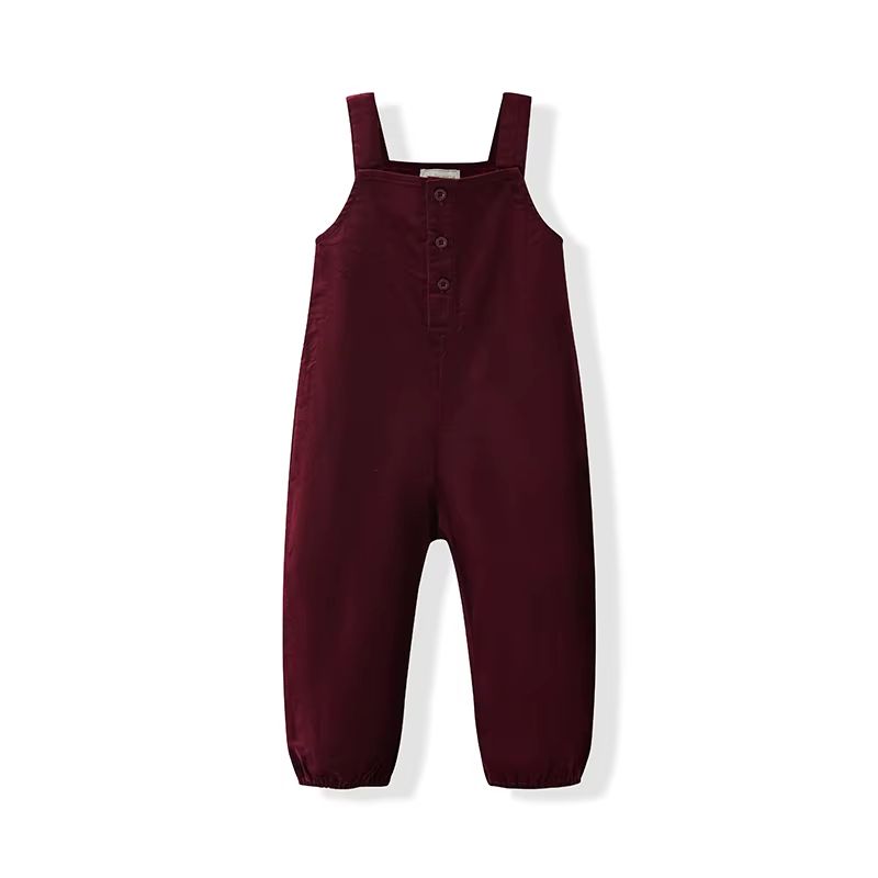 Embroidered Layette Collection – Burgundy Dungarees