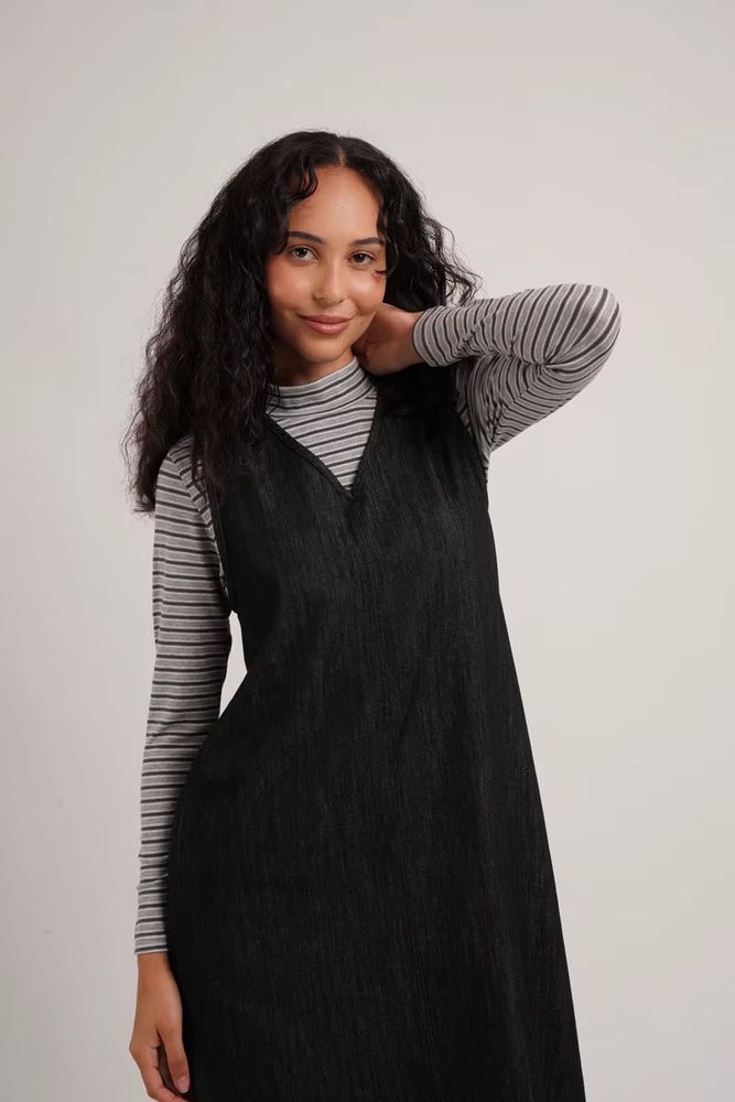 Striped Mockneck Tops – Grey Striped