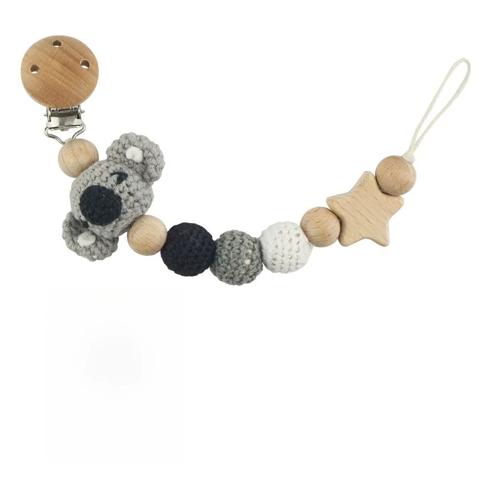 Personalised koala wooden bead dummy chain – Lilvelle Extras