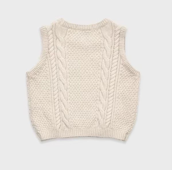 Girls' Ivory Cable-Knit Vest