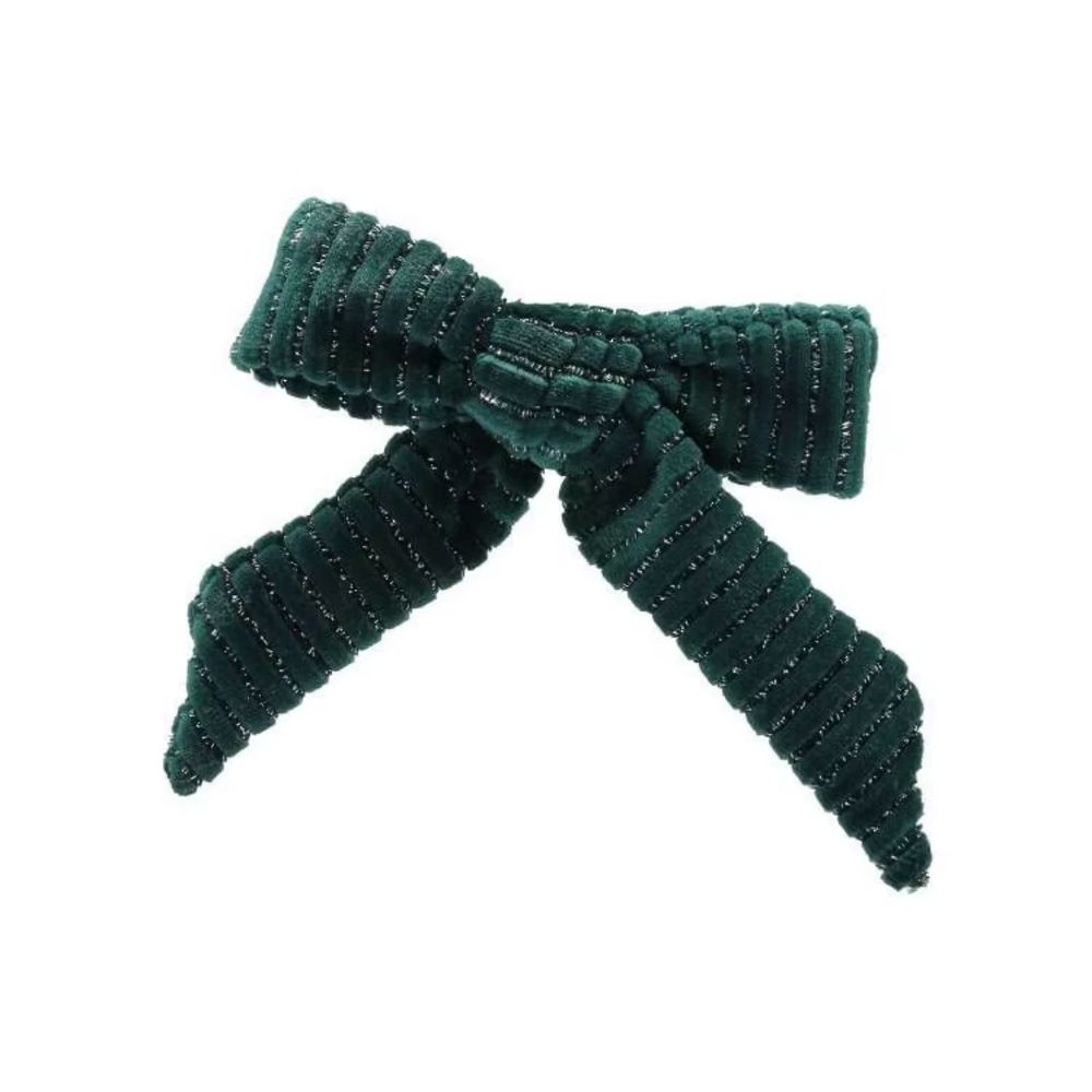 Dark Green Velvet Bow Headband Medium Hair Clip