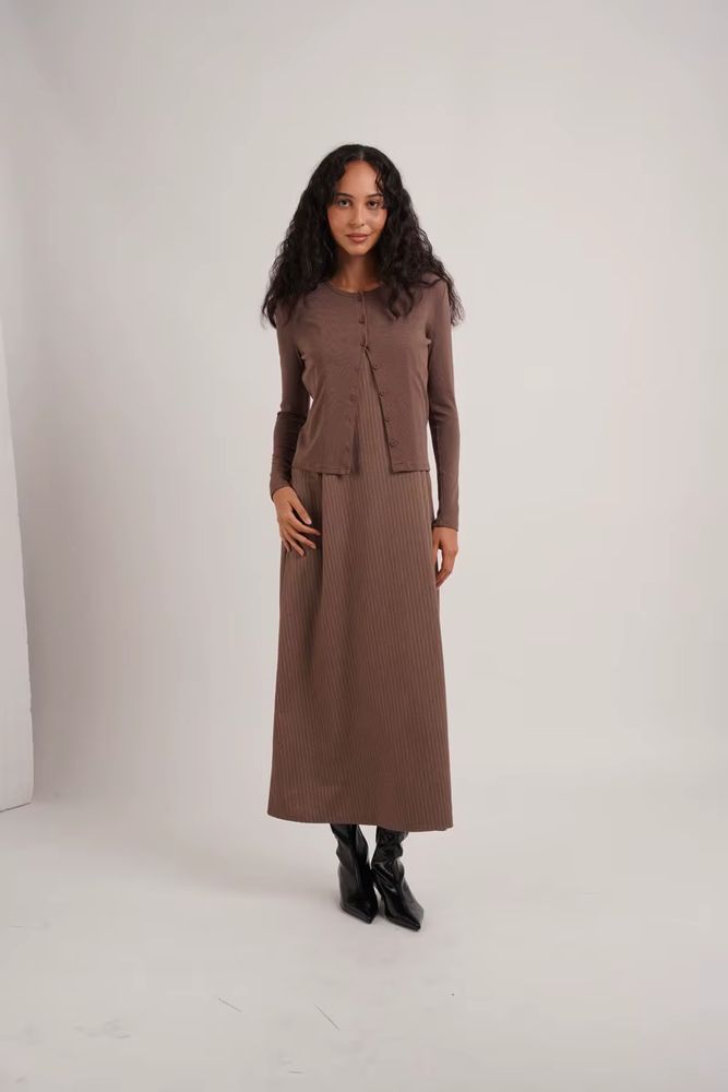 Pinstripe Collection – Brown Skirt