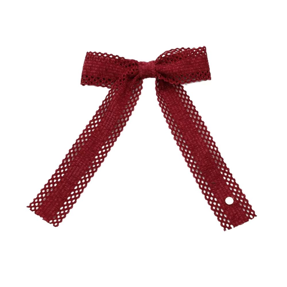 Wine Floral Velvet Bow Headband Large Hair Clip