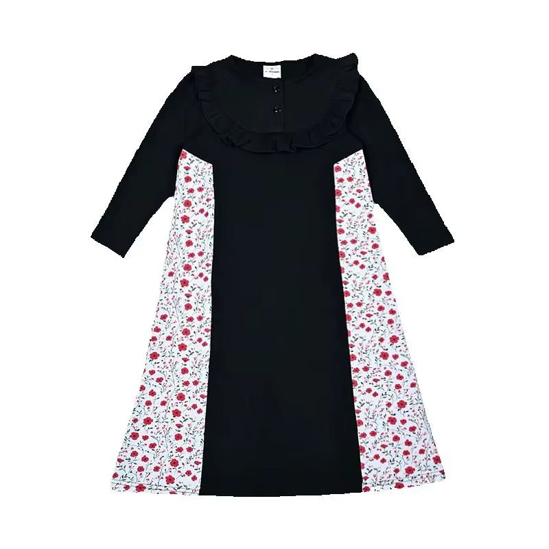 Blossoms and Bold Shabbos Robe – Long Sleeve Dress