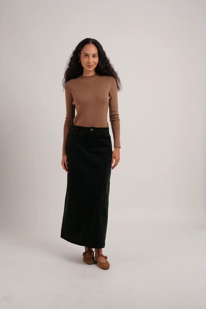 Retro Corduroy Collection – Brown Print Mockneck