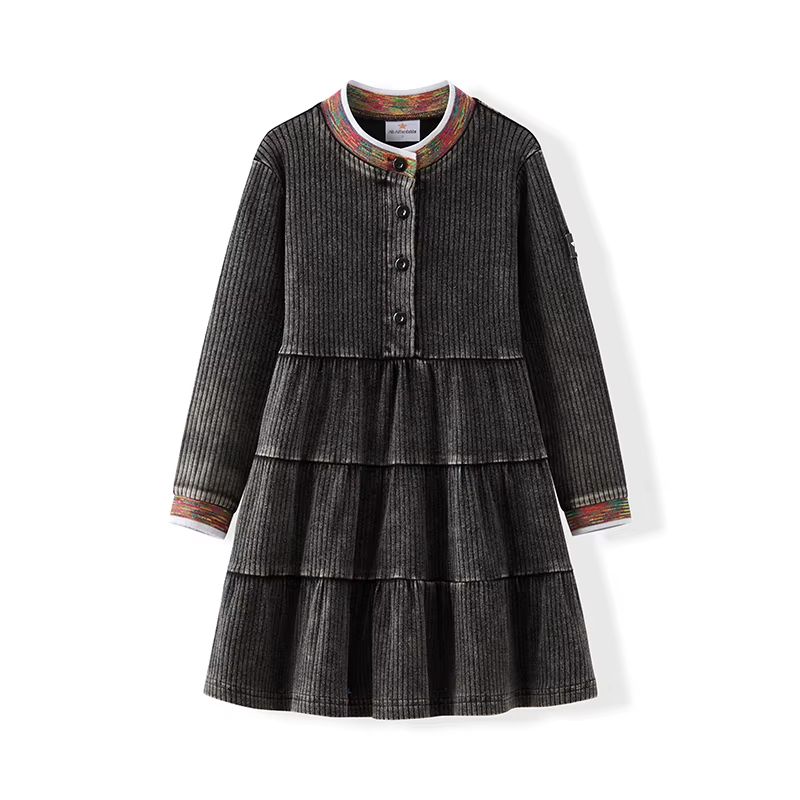 Ribbed Washed Denim Dress – Dress
