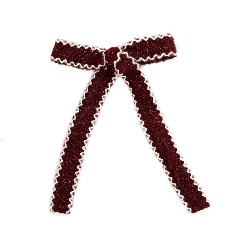 Herringbone Long Bow Hair Clip