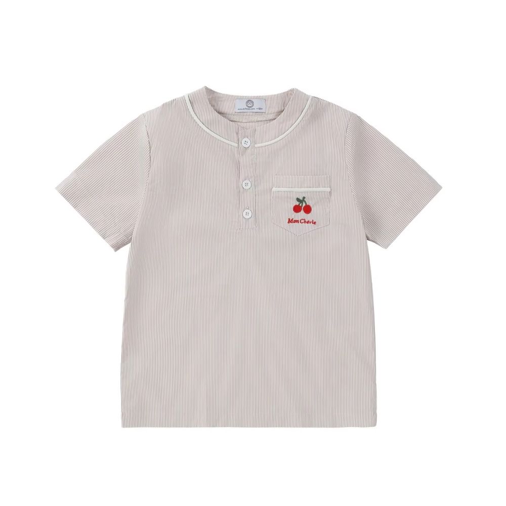 Friday Night Pinstripe Collection – Tan Boy Shirt