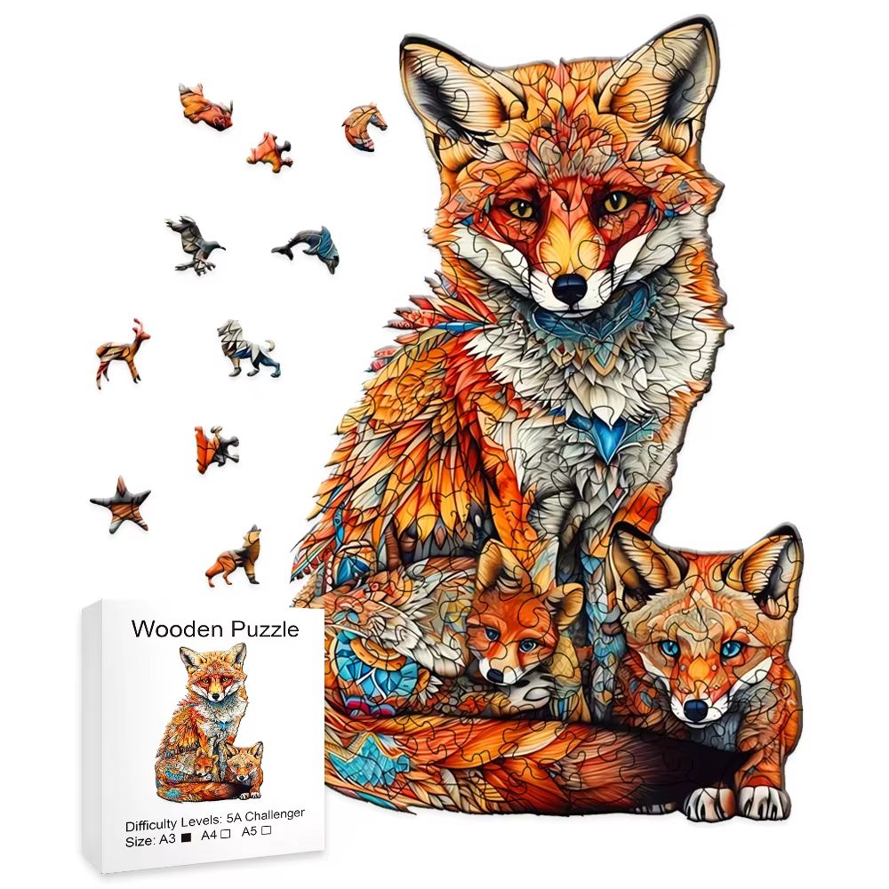 Fox Family Wooden Puzzle