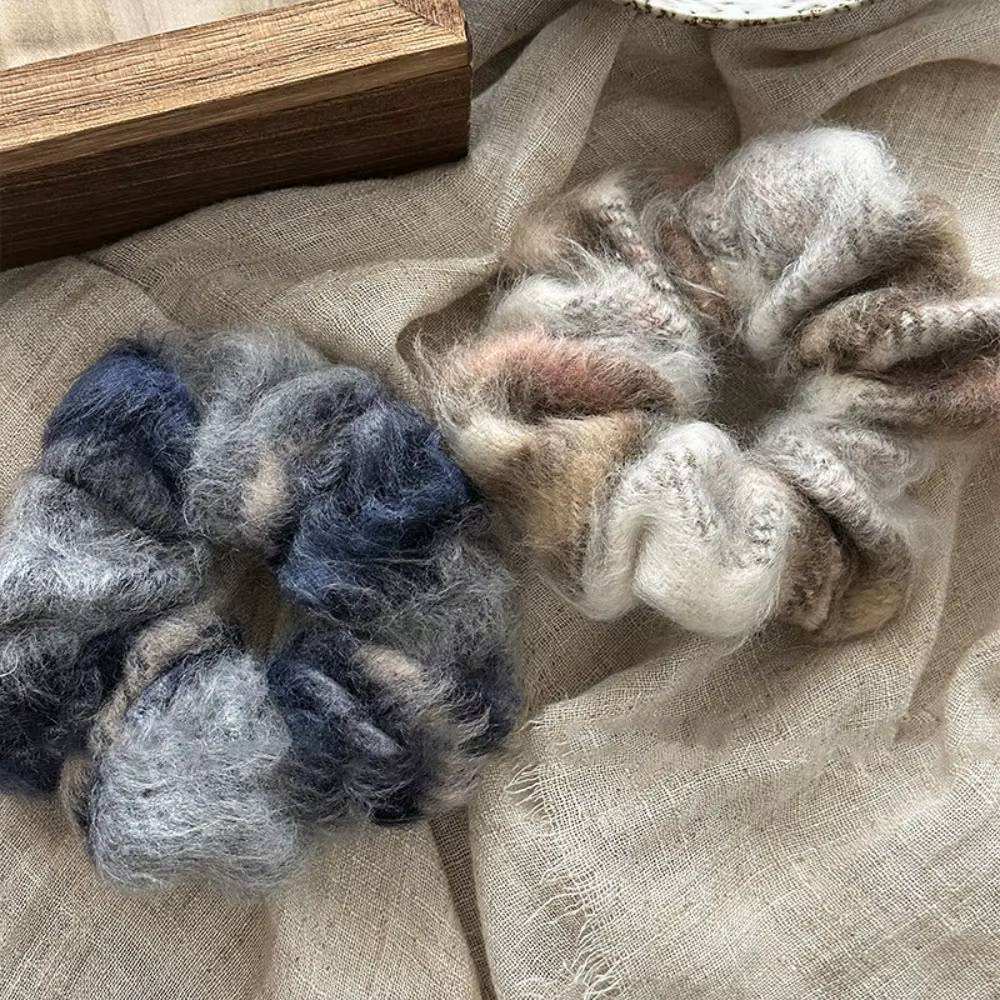 Wool Blend Scrunchie Vintage Cozy Style – 2-Piece Set