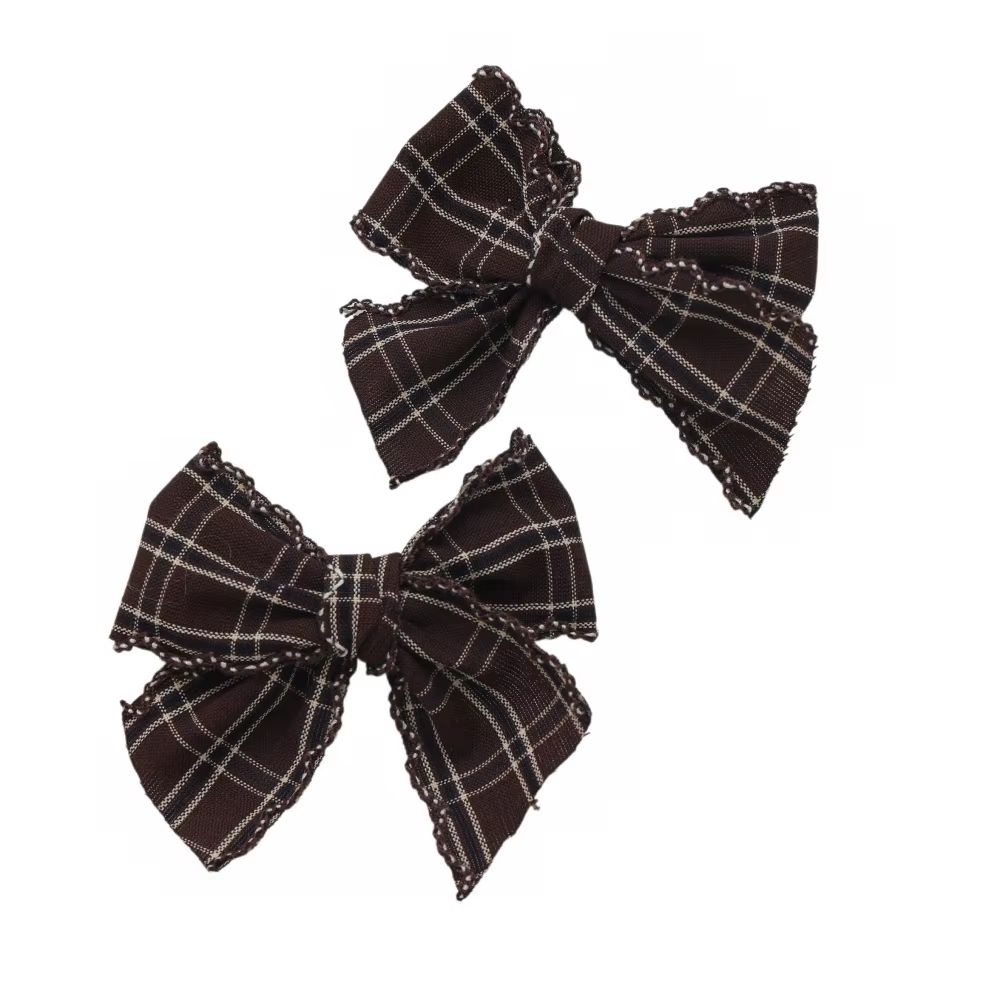 Plaid Moon Crochet Headband Mini Hair Clip