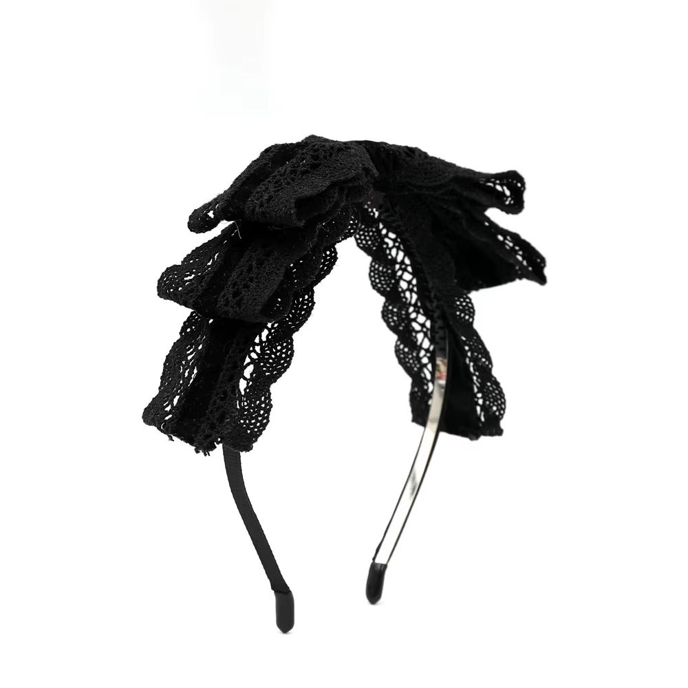 Long-Tail Lace Velvet Bow Headband Headband