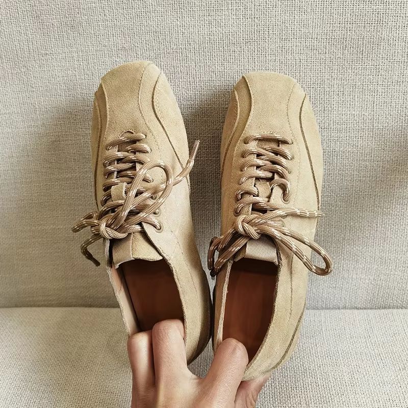 Suede Lace-Up Platform Flats