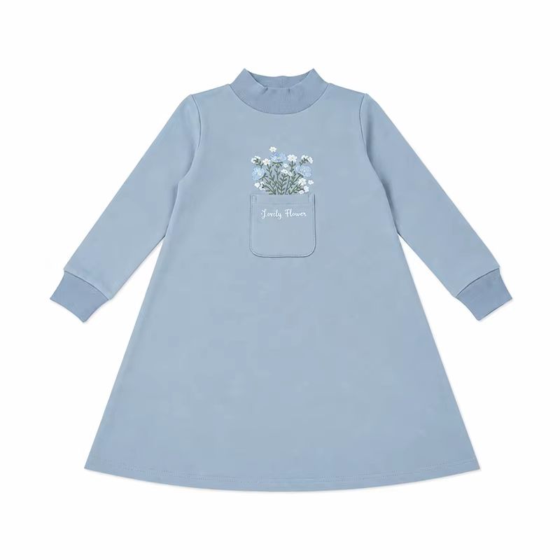 Blue French Terry Collection – Girl Dress – Barcali AW26