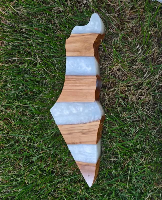 Israel-Shaped Olive Wood & Resin Mezuzah Case