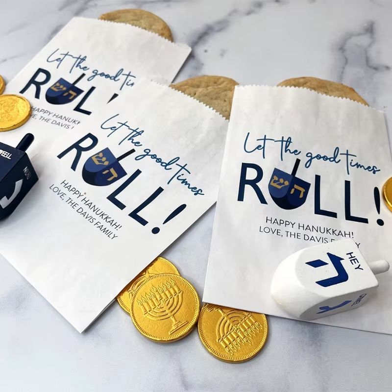 Personalised Chanukah Kraft Gift Bags – 10 Pack