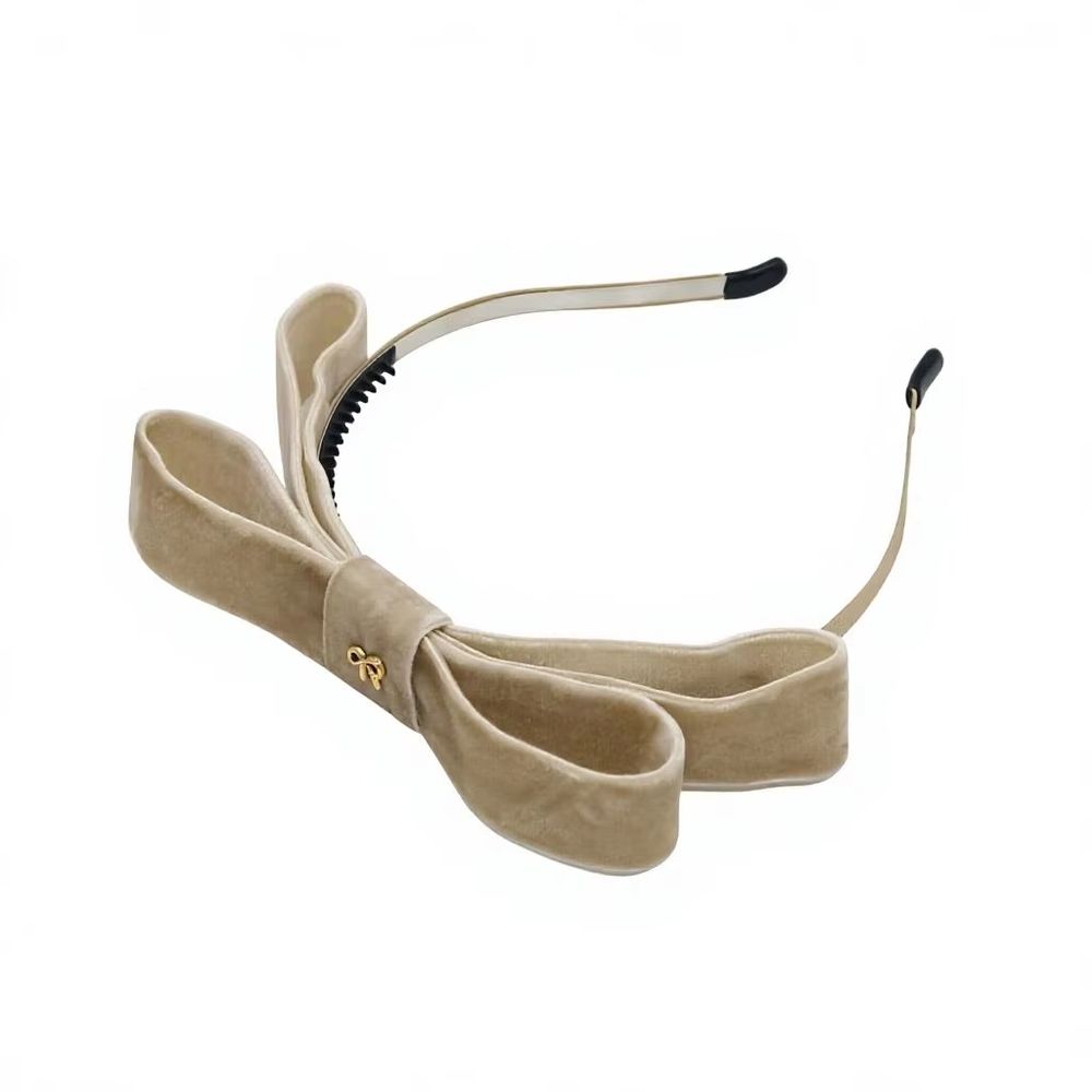 Tan Velvet Bow Headband – Ali Picks AW26