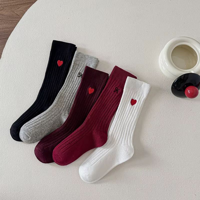2Pairs/Lot Girls' Socks Spring And Autumn Red Series Long