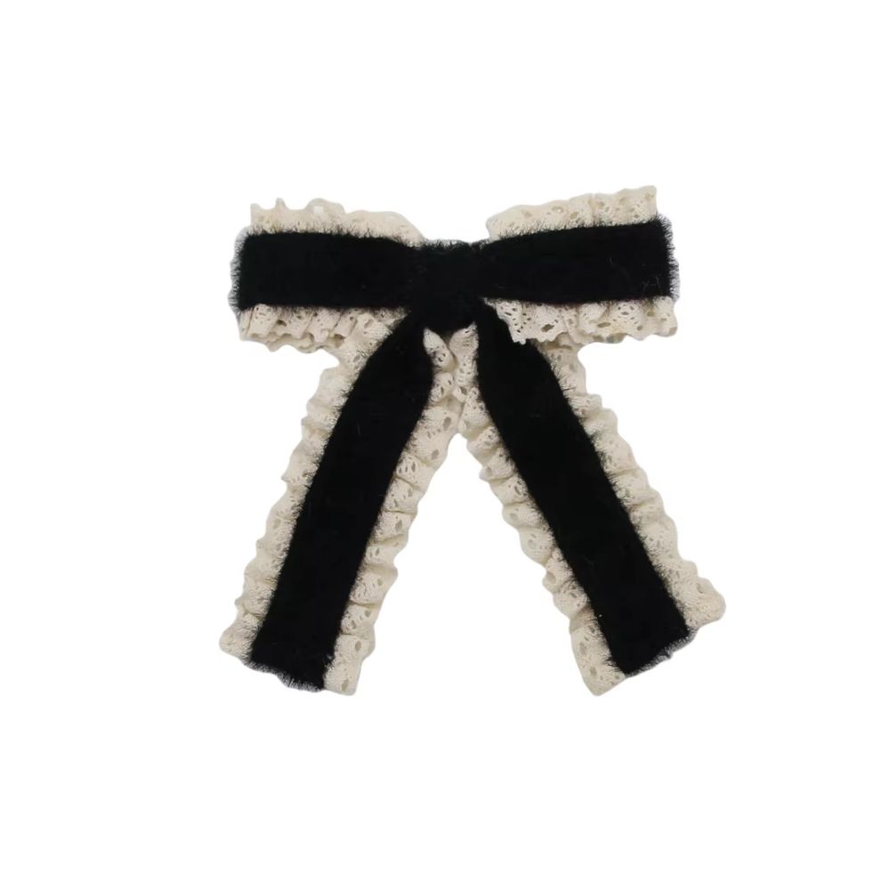 Black Velvet Bow Headband Medium Hair Clip