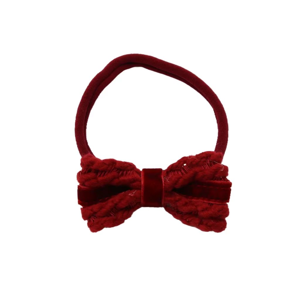 Wool Knit Velvet Bow Headband Baby Headband