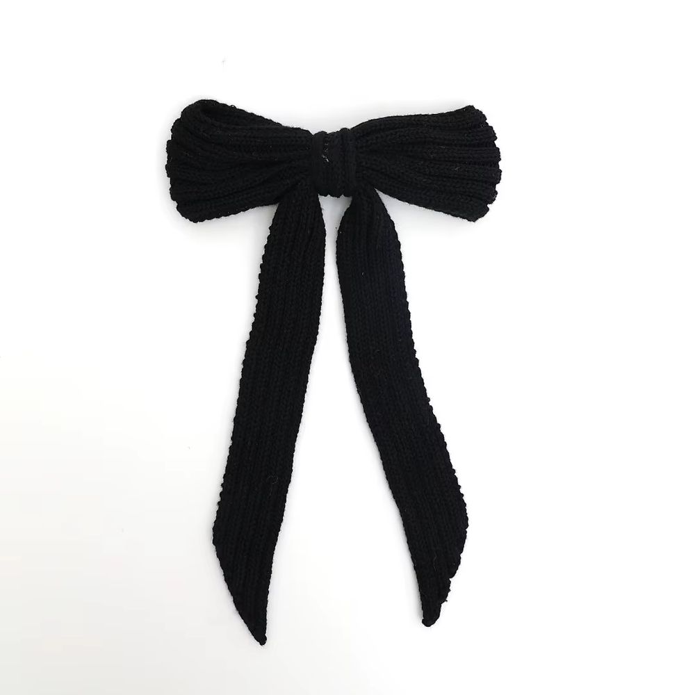 Black Floral Velvet Bow Headband Large Hair Clip