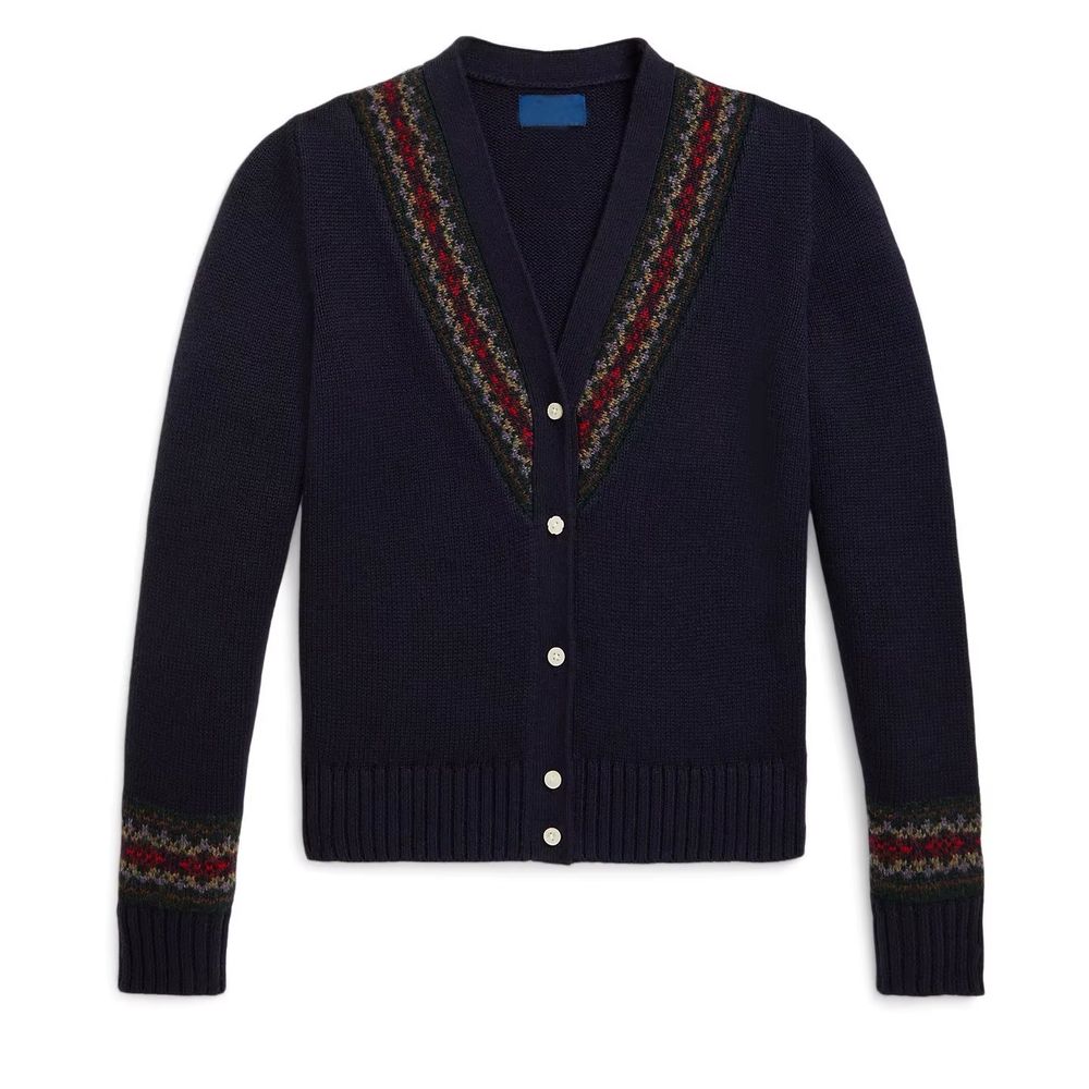Girls' Navy Wool-Knit Cardigan