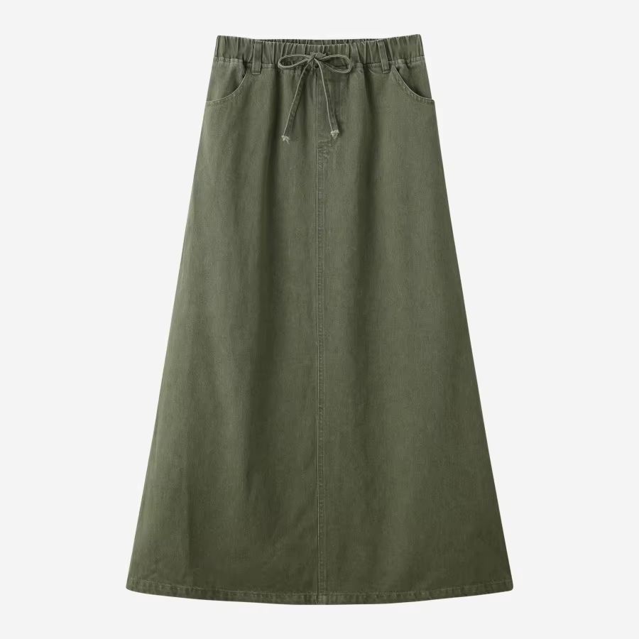 Retro Green Denim Collection – Girls Skirt Maxi