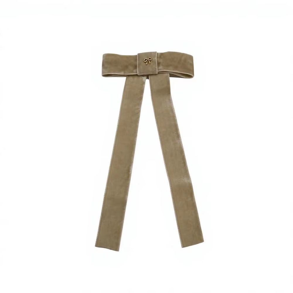 Tan Large Velvet Bow Clip – Ali Picks AW26